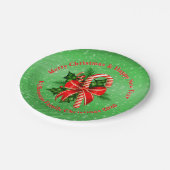 名前の変更文字赤い緑のクリスマス7" ペーパープレート (アングル)