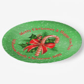 名前の変更文字赤い緑クリスマス9" ペーパープレート (アングル)