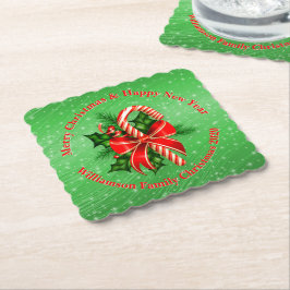 名前の変更文字赤緑クリスマス ペーパーコースター