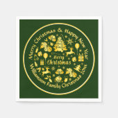 名前の変更文字金ゴールドグリーンクリスマス20xx スタンダードカクテルナプキン (正面)