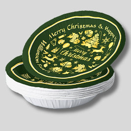 名前の変更文字金ゴールドグリーンクリスマス20xx ペーパーボウル