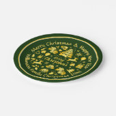 名前の変更文字金ゴールドグリーンクリスマス20xx 7" ペーパープレート (アングル)