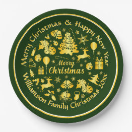 名前の変更文字金ゴールドグリーンクリスマス20xx 9"を追加 ペーパープレート