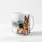 名前の変更文字、雪のドイツの羊飼いの追加#1 コーヒーマグカップ (正面右)