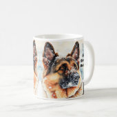 名前の変更文字、雪のドイツの羊飼いの追加#2 コーヒーマグカップ (正面右)