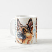 名前の変更文字、雪のドイツの羊飼いの追加#2 コーヒーマグカップ (正面左)