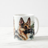 名前の変更文字、雪のドイツの羊飼いの追加#3 コーヒーマグカップ (正面右)