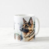 名前の変更文字、雪のドイツの羊飼いの追加#4 コーヒーマグカップ (正面右)