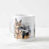 名前の変更文字、雪のドイツの羊飼いの追加#5 コーヒーマグカップ (正面左)