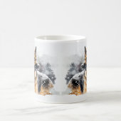 名前の変更文字、雪のドイツの羊飼いの追加#5 コーヒーマグカップ (中央)