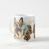 名前の変更文字、雪のドイツの羊飼いの追加#6 コーヒーマグカップ (正面左)