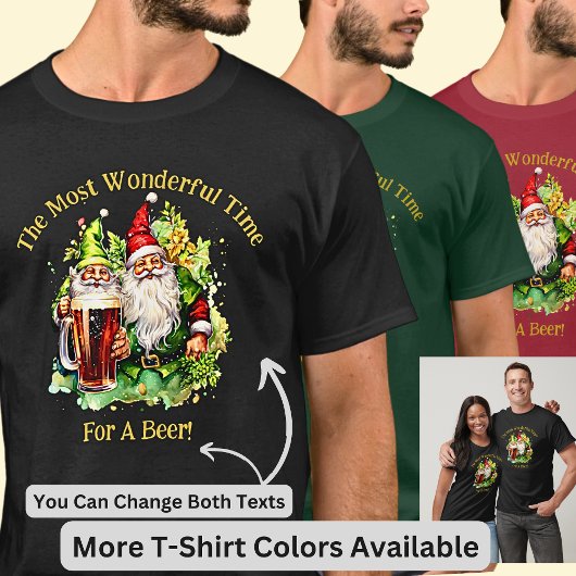 名前の変更文字- Wonderful Time Santa Beer Tシャツ