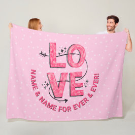 名前の変更文字Boho LOVEワード文字タイプピンク フリースブランケット