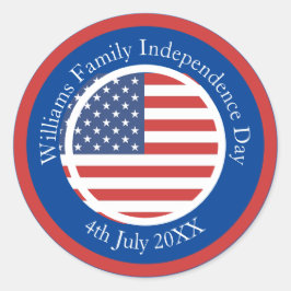 名前の変更文字USAフラグ独立記念日7月4日 ラウンドシール