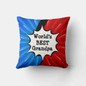 名前の変更最高の世界祖父レッドブルー漫画 クッション (裏面)