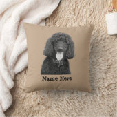 名前の変更独自のフォト文字-プードルドッグ クッション (ブランケット)