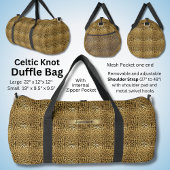 名前の変更、茶色の金ゴールドケルト結び目模様 ダッフルバッグ
