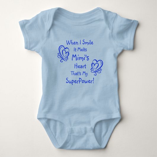 名前の変更ALL文字スマイルがハートのスーパーパワーを解除 ベビーボディスーツ (正面)