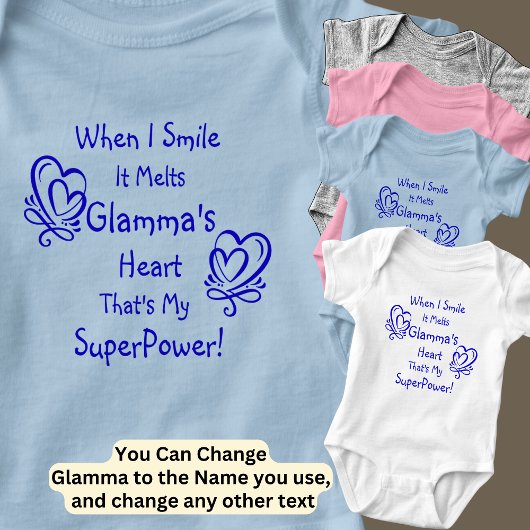 名前の変更ALL文字スマイルがハートのスーパーパワーを解除 ベビーボディスーツ