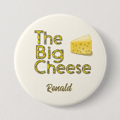 名前の大きパーソナライズされたなチーズ 缶バッジ (正面)