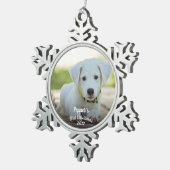 名前の子犬の初めてのクリスマス + 年 スノーフレークピューターオーナメント (右)
