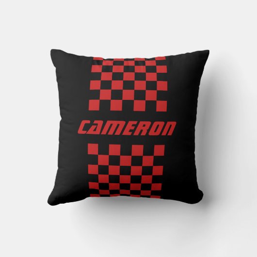 名前の完全なカスタム色の市松模様にストライプ クッション (裏面)