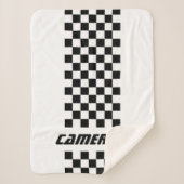 名前の完全なカスタム色の市松模様にストライプ シェルパブランケット (正面)