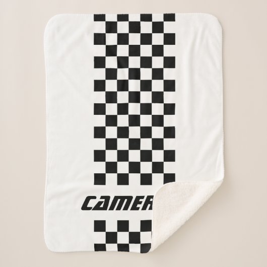 名前の完全なカスタム色の市松模様にストライプ シェルパブランケット (正面)