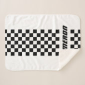 名前の完全なカスタム色の市松模様にストライプ シェルパブランケット (正面(横))