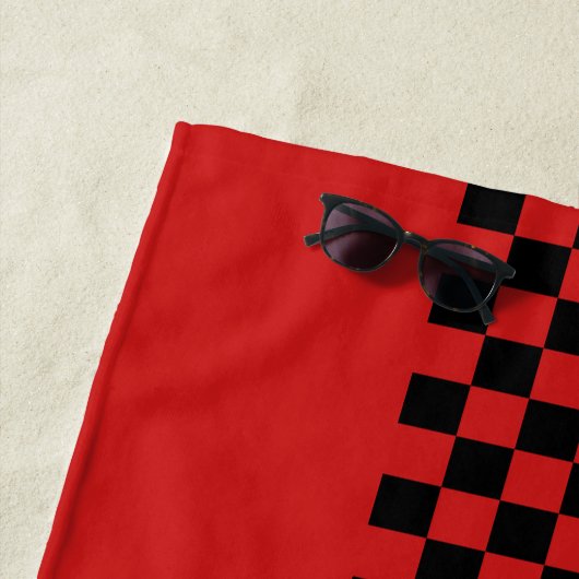 名前の完全なカスタム色の市松模様にストライプ ビーチタオル (インサイチュ)