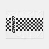 名前の完全なカスタム色の市松模様にストライプ フリースブランケット (正面(横))