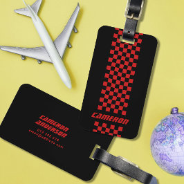 名前の完全なカスタム色の市松模様にストライプ ラゲッジタグ