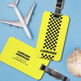 名前の完全なカスタム色の市松模様にストライプ ラゲッジタグ