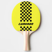 名前の完全なカスタム色の市松模様にストライプ 卓球ラケット (正面)