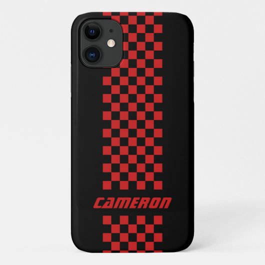 名前の完全なカスタム色の市松模様にストライプ Case-Mate iPhoneケース (裏面)