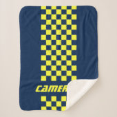 名前の完全カスタム市松模様にストライプ色 シェルパブランケット (正面)