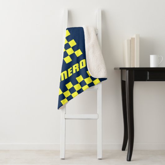 名前の完全カスタム市松模様にストライプ色 シェルパブランケット (インサイチュ)