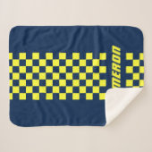 名前の完全カスタム市松模様にストライプ色 シェルパブランケット (正面(横))