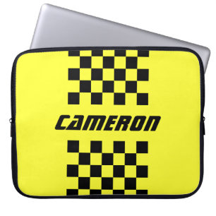 名前の完全カスタム市松模様にストライプ色 ラップトップスリーブ