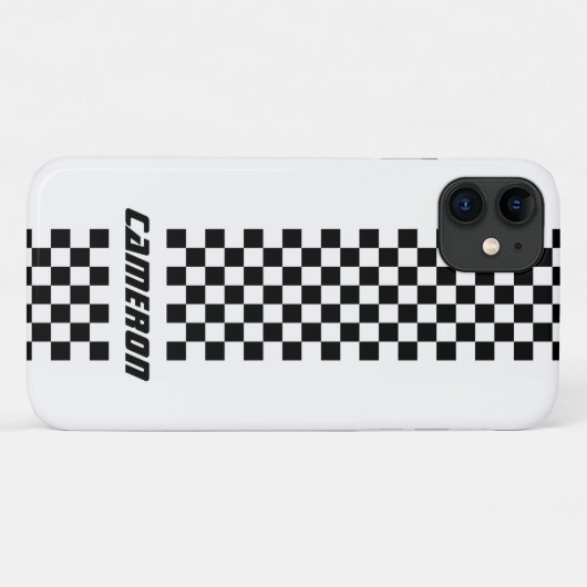 名前の完全カスタム市松模様にストライプ色 Case-Mate iPhoneケース (裏面(横))