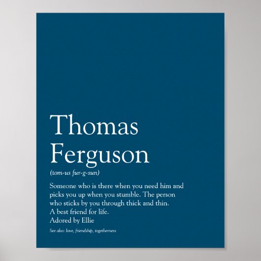 名前の定義モダンの青 ポスター (正面)