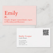 名前の定義 | QRコーモダンドカスタムピンクレッド 名刺 (正面/裏面)