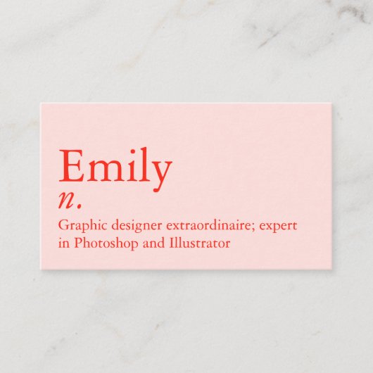 名前の定義 | QRコーモダンドカスタムピンクレッド 名刺 (正面)