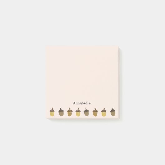 名前の小さなパーソナライズされたどんぐり ポストイット (正面)