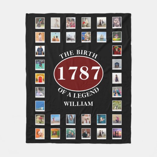 名前の年と写真の追加誕生日フリースブランケット フリースブランケット (正面)
