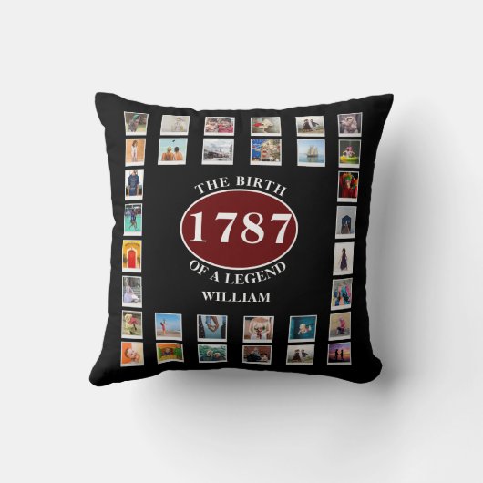 名前の年と写真の追加誕生日 クッション (裏面)