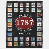 名前の年と写真の追加誕生日 フリースブランケット (正面)