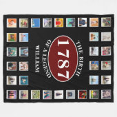 名前の年と写真の追加誕生日 フリースブランケット (正面(横))