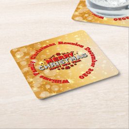 名前の年を追加Merry Christmasに一致 スクエアペーパーコースター