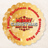 名前の年を追加Merry Christmasに一致 ペーパーコースター (正面)